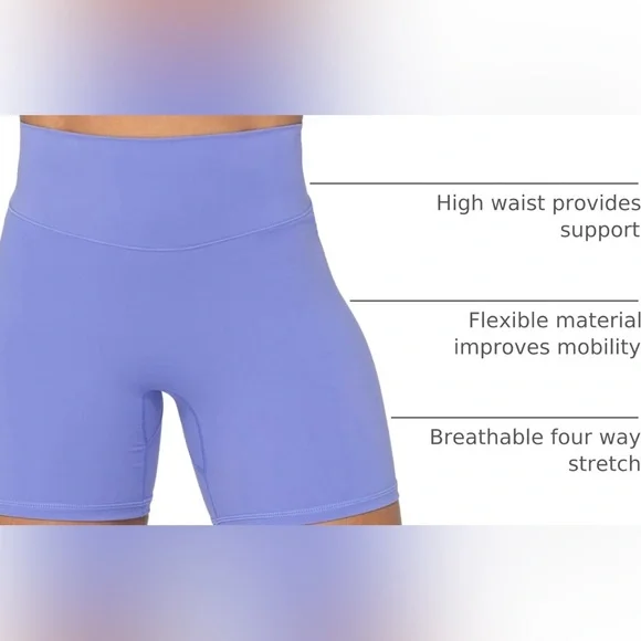 Sunzel - NWT - High-Waisted Blue/Lavender Shorts for Women - Picture 4 of 6